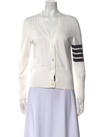 Thom Browne Graphic Print V-Neck Sweater