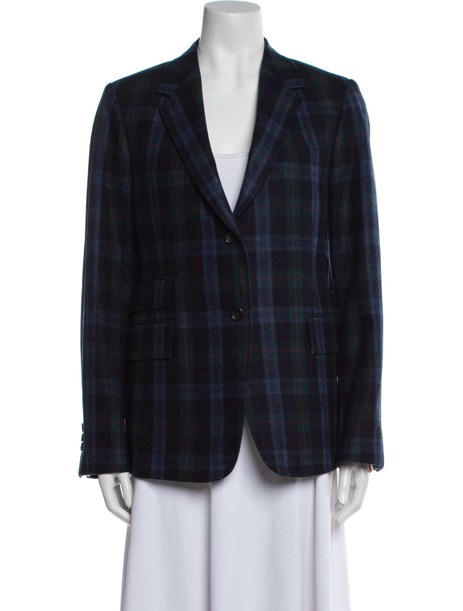 Thom Browne Wool Plaid Print Blazer