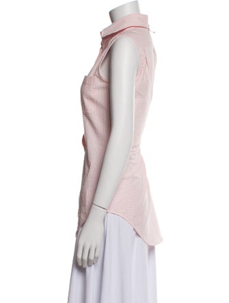 Thom Browne Striped Sleeveless Button-Up Top
