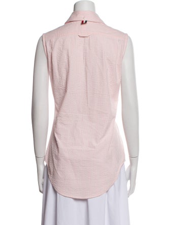 Thom Browne Striped Sleeveless Button-Up Top