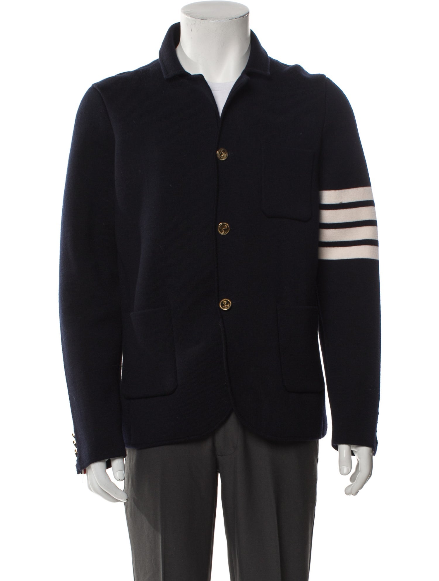 Thom Browne 4-Bar Sport Coat Wool Polo Sweater
