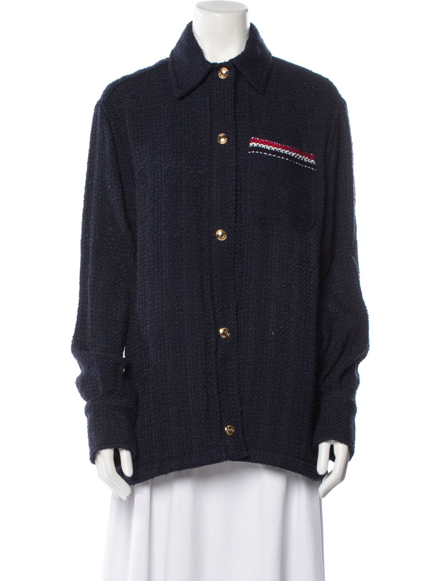 Thom Browne Tweed Plaid Print Denim Jacket