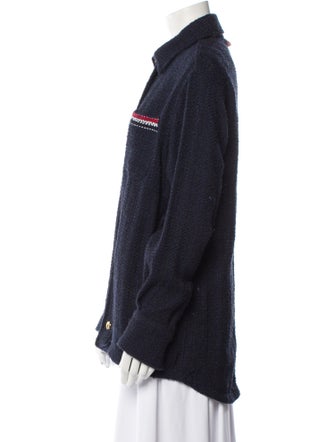 Thom Browne Tweed Plaid Print Denim Jacket