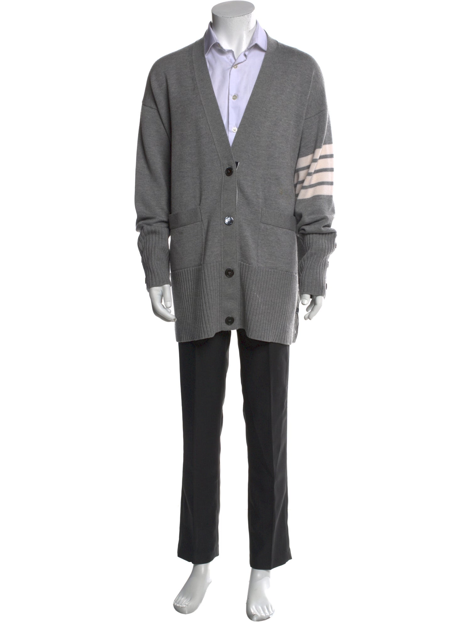 Thom Browne 4 Bar Stripe Merino Wool Cardigan