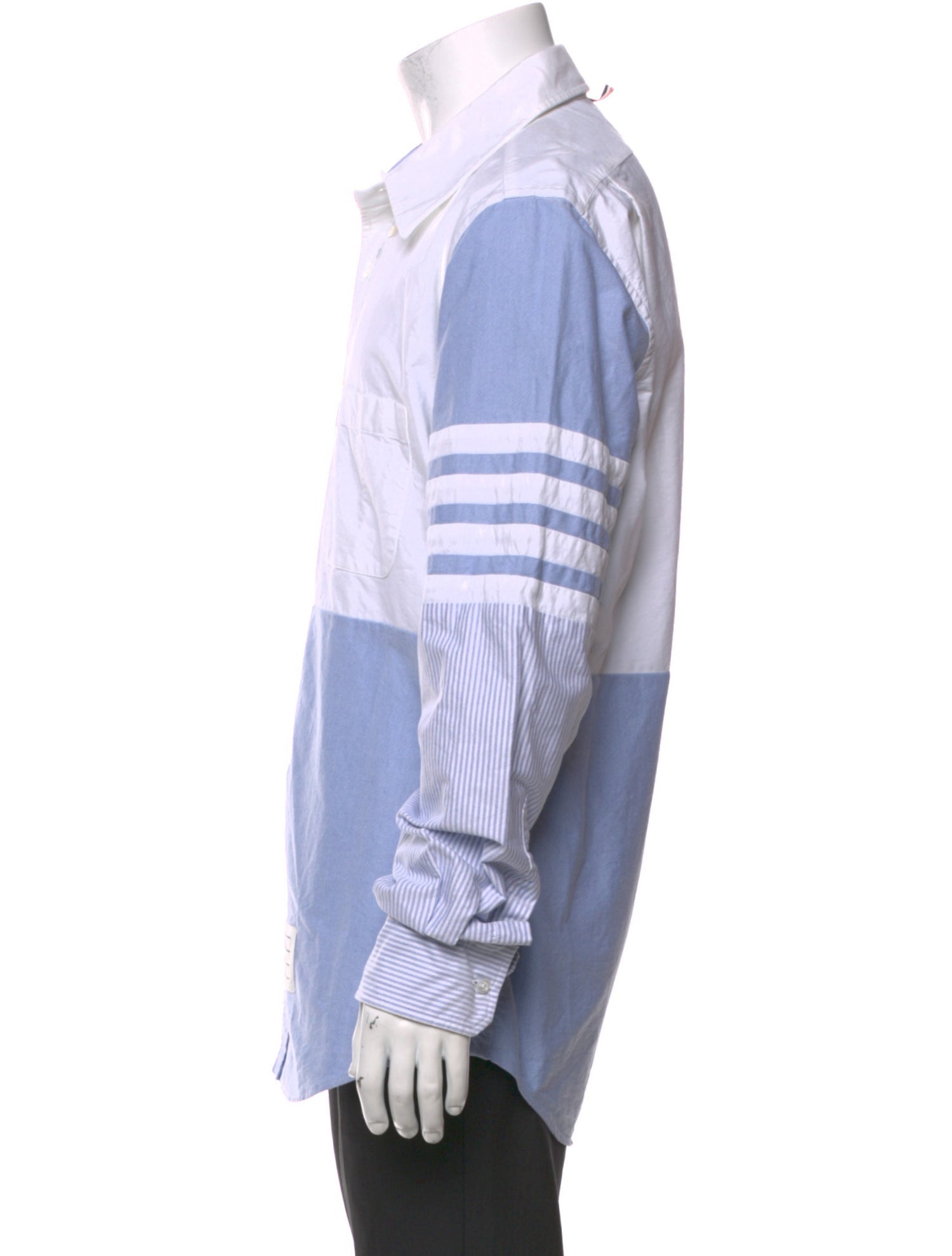 Thom Browne Colorblock Pattern Long Sleeve Shirt