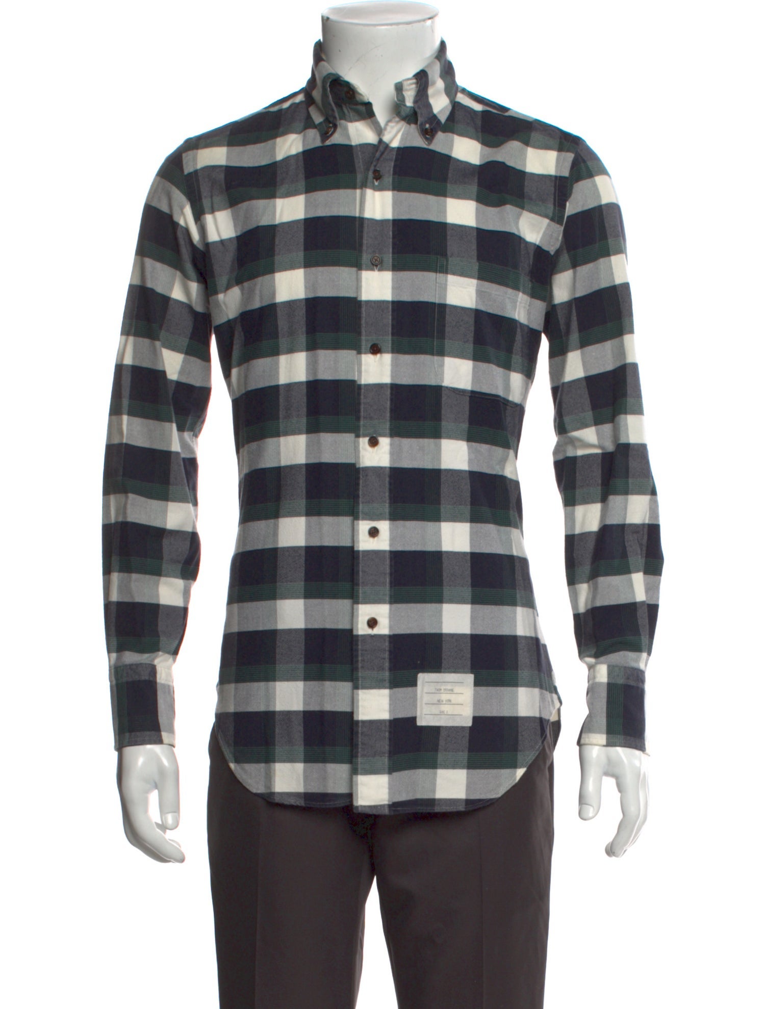 Thom Browne Plaid Print Long Sleeve Shirt