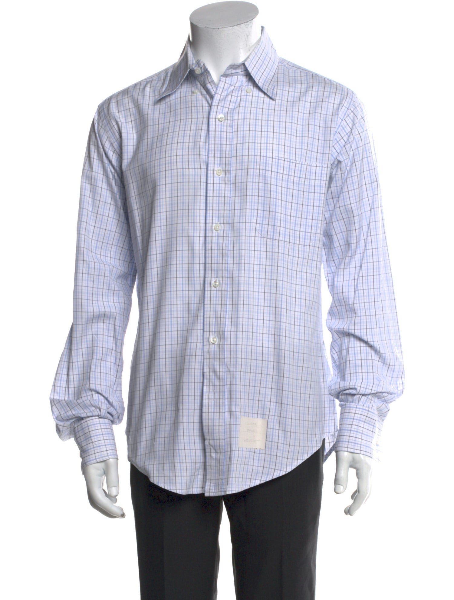 Thom Browne Plaid Print Long Sleeve Shirt