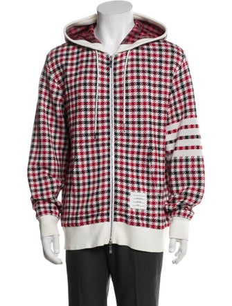 Thom Browne Plaid Print V-Neck Cardigan