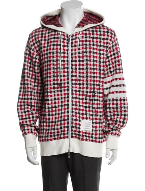 Thom Browne Plaid Print V-Neck Cardigan