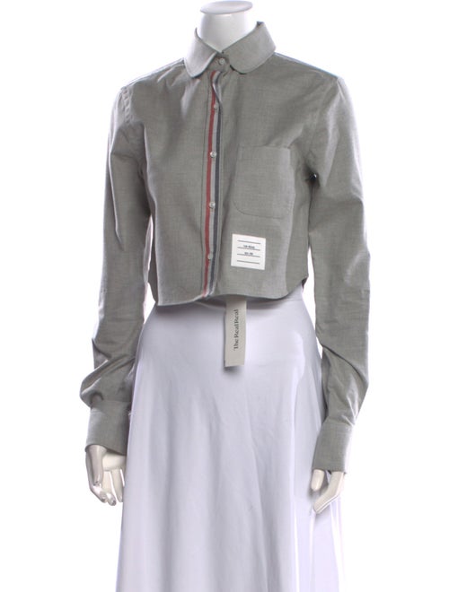 Thom Browne Classic Flannel Long Sleeve Crop Top