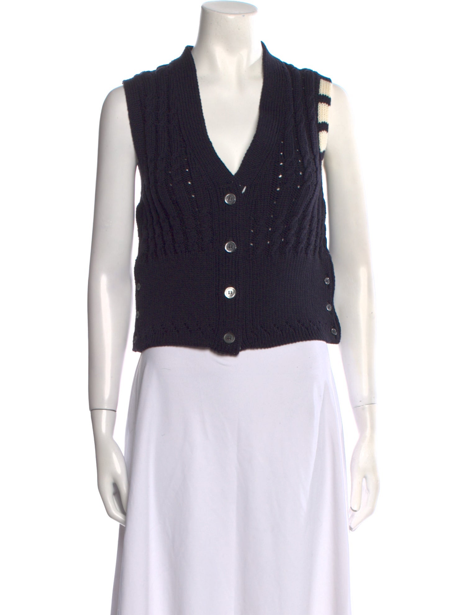 Thom Browne Merino Wool V-Neck Sweater