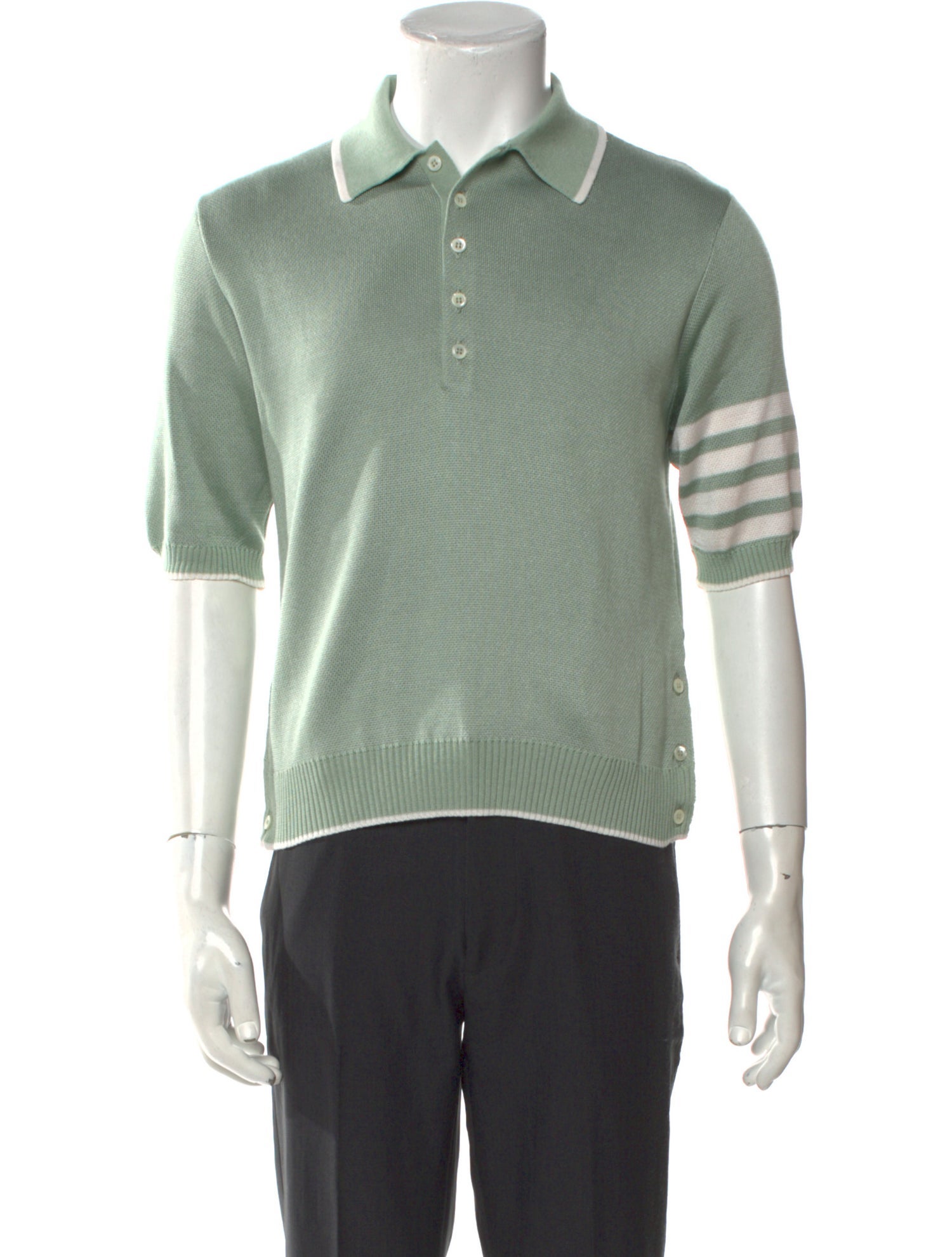 Thom Browne 4-Bar Silk Polo Shirt