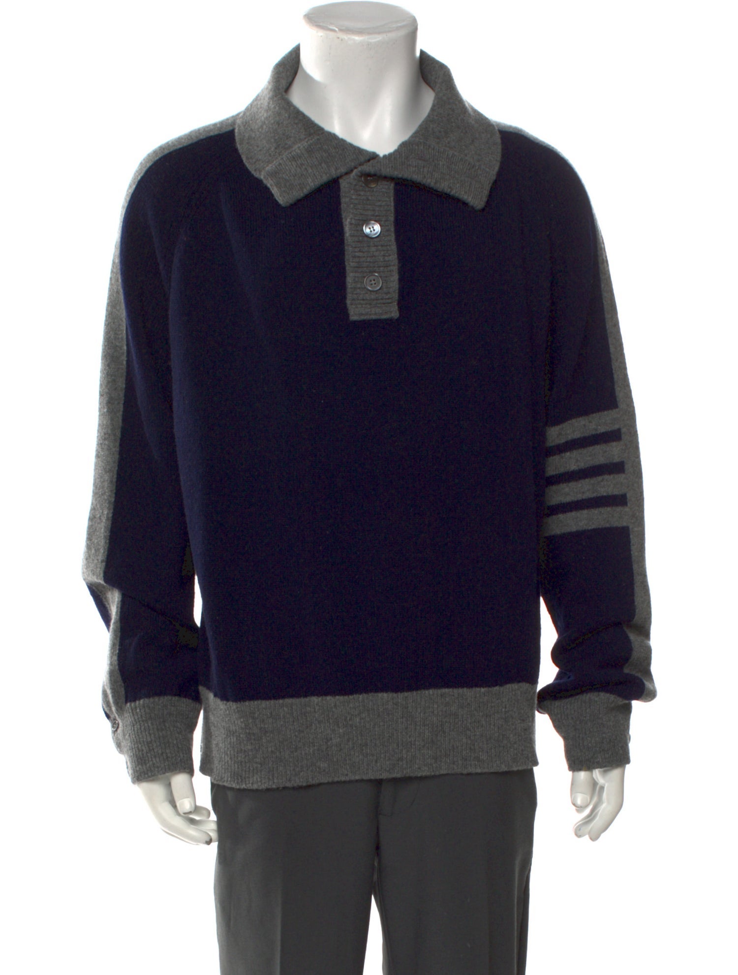 Thom Browne 4-Bar Wool Polo Sweater