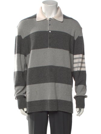 Thom Browne 4-Bar Stripe Virgin Wool Polo Sweater
