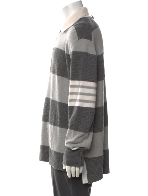 Thom Browne 4-Bar Stripe Virgin Wool Polo Sweater
