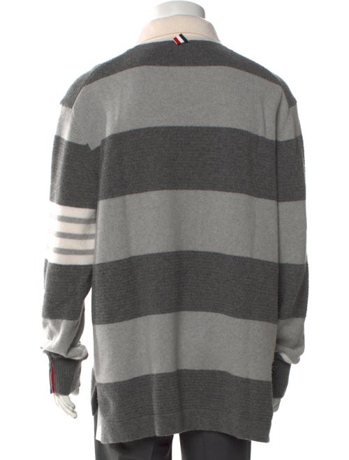 Thom Browne 4-Bar Stripe Virgin Wool Polo Sweater