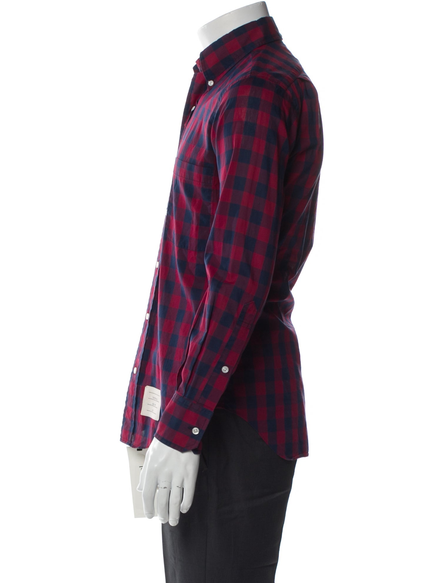 Thom Browne Plaid Print Long Sleeve Shirt