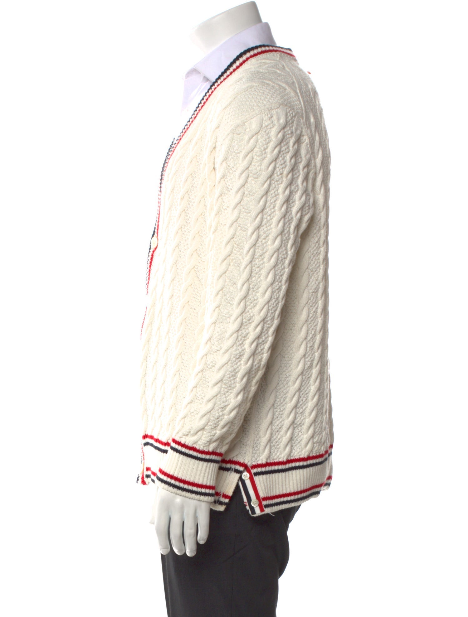 Thom Browne Cable Knit Striped Cardigan