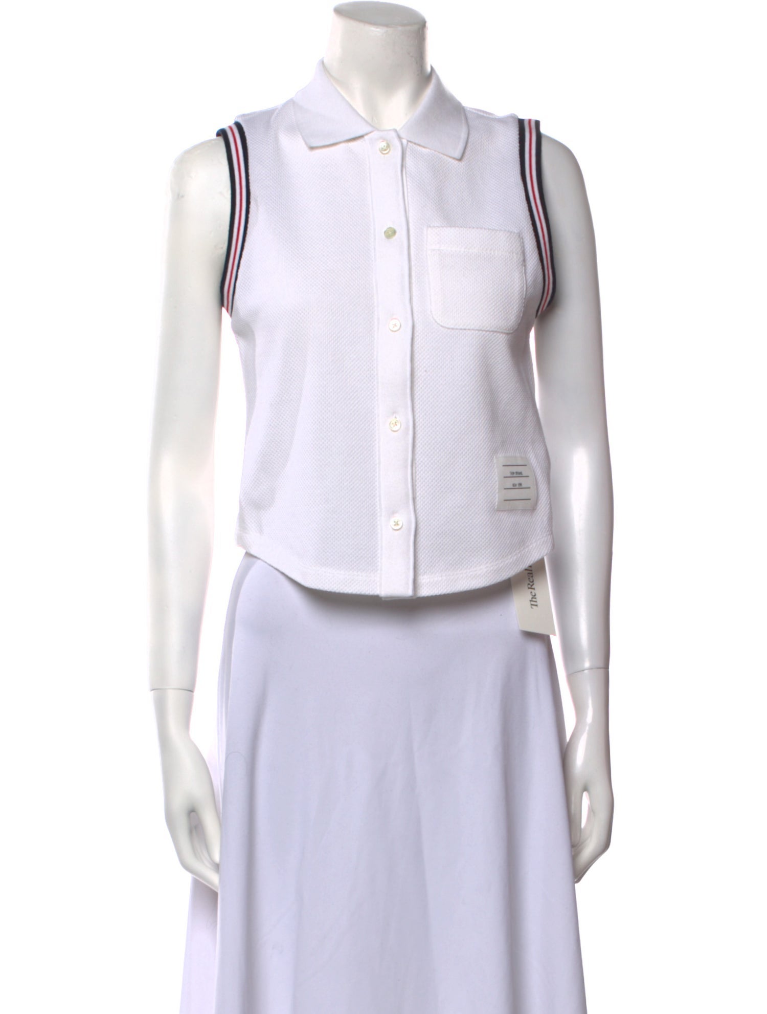 Thom Browne Tuck Cricket Stripe Sleeveless Sleeveless Crop Top