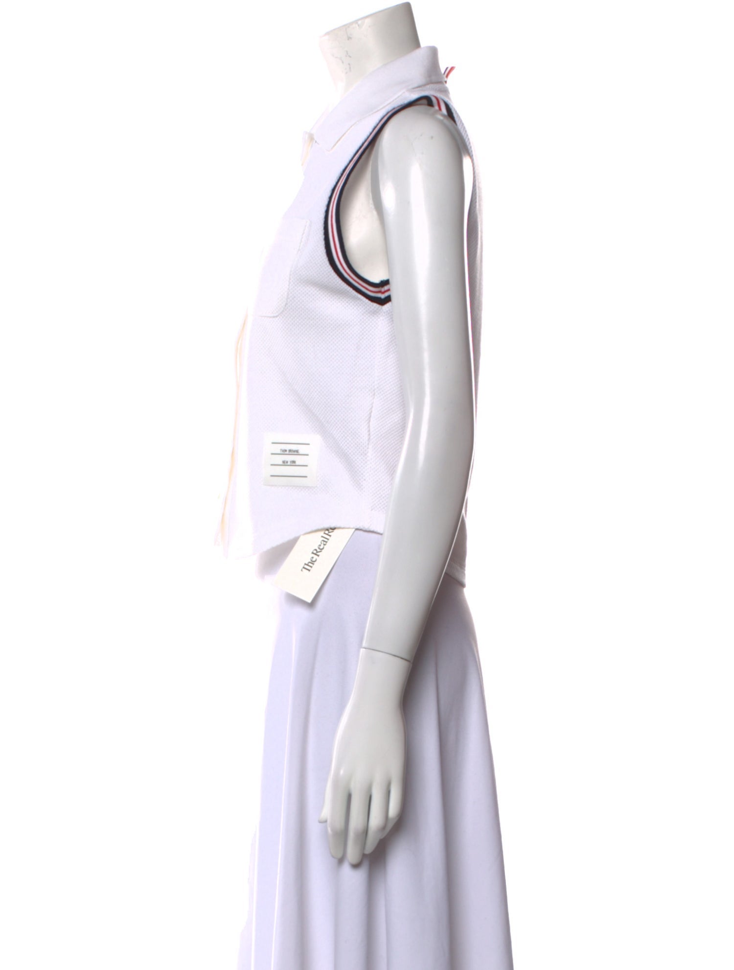 Thom Browne Tuck Cricket Stripe Sleeveless Sleeveless Crop Top