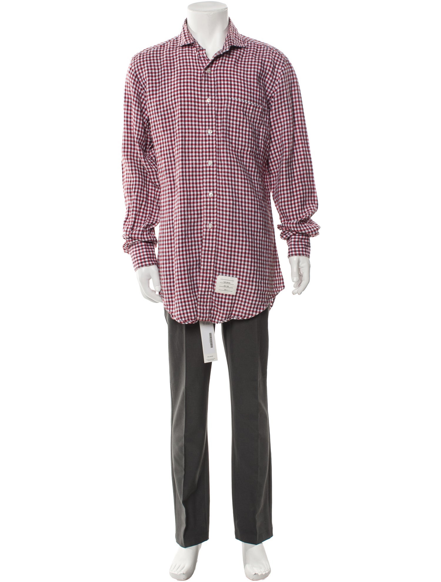 Thom Browne Plaid Print Long Sleeve Shirt