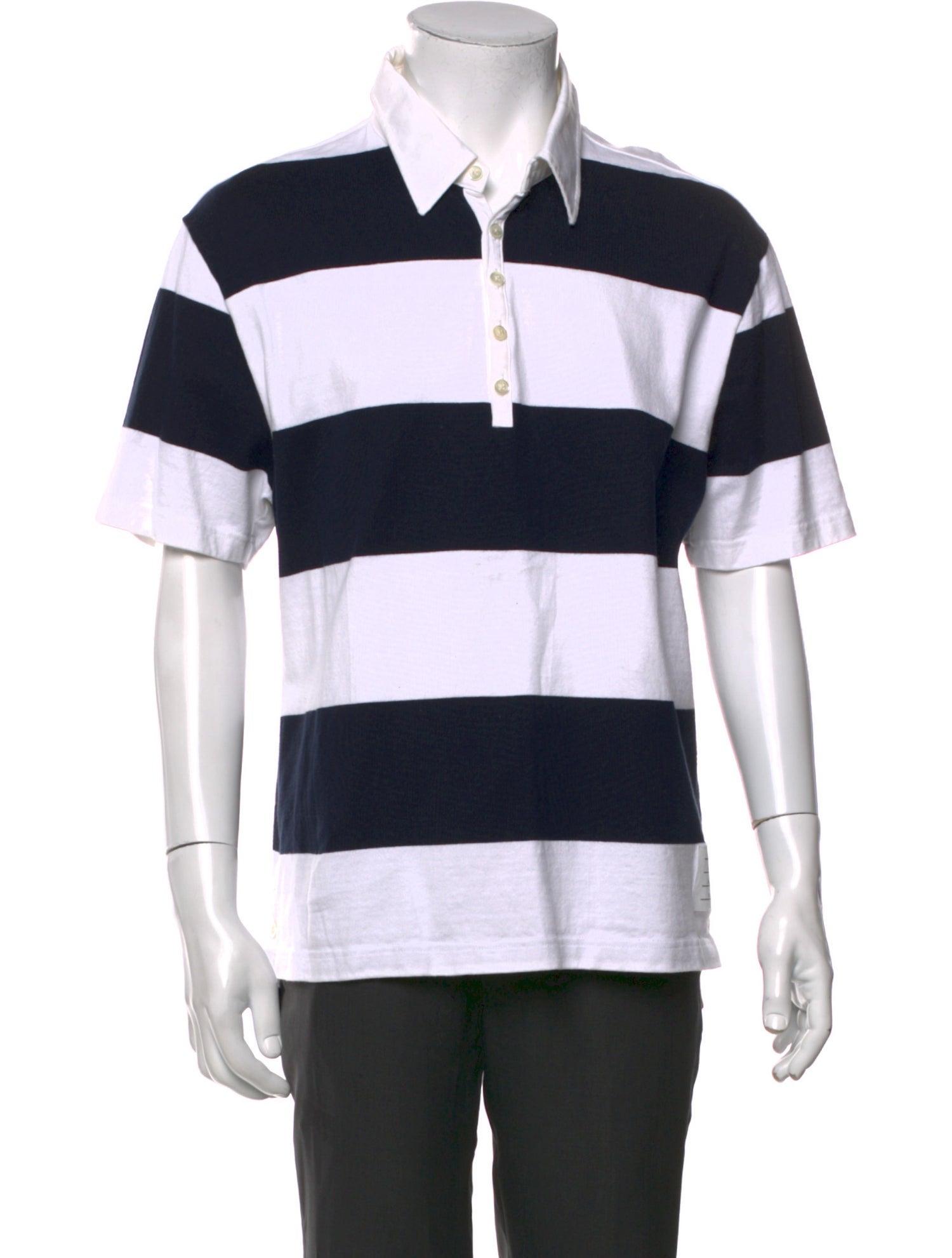 Thom Browne Striped V-Neck Polo Shirt