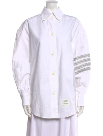 Thom Browne 4-Bar Long Sleeve Button-Up Top