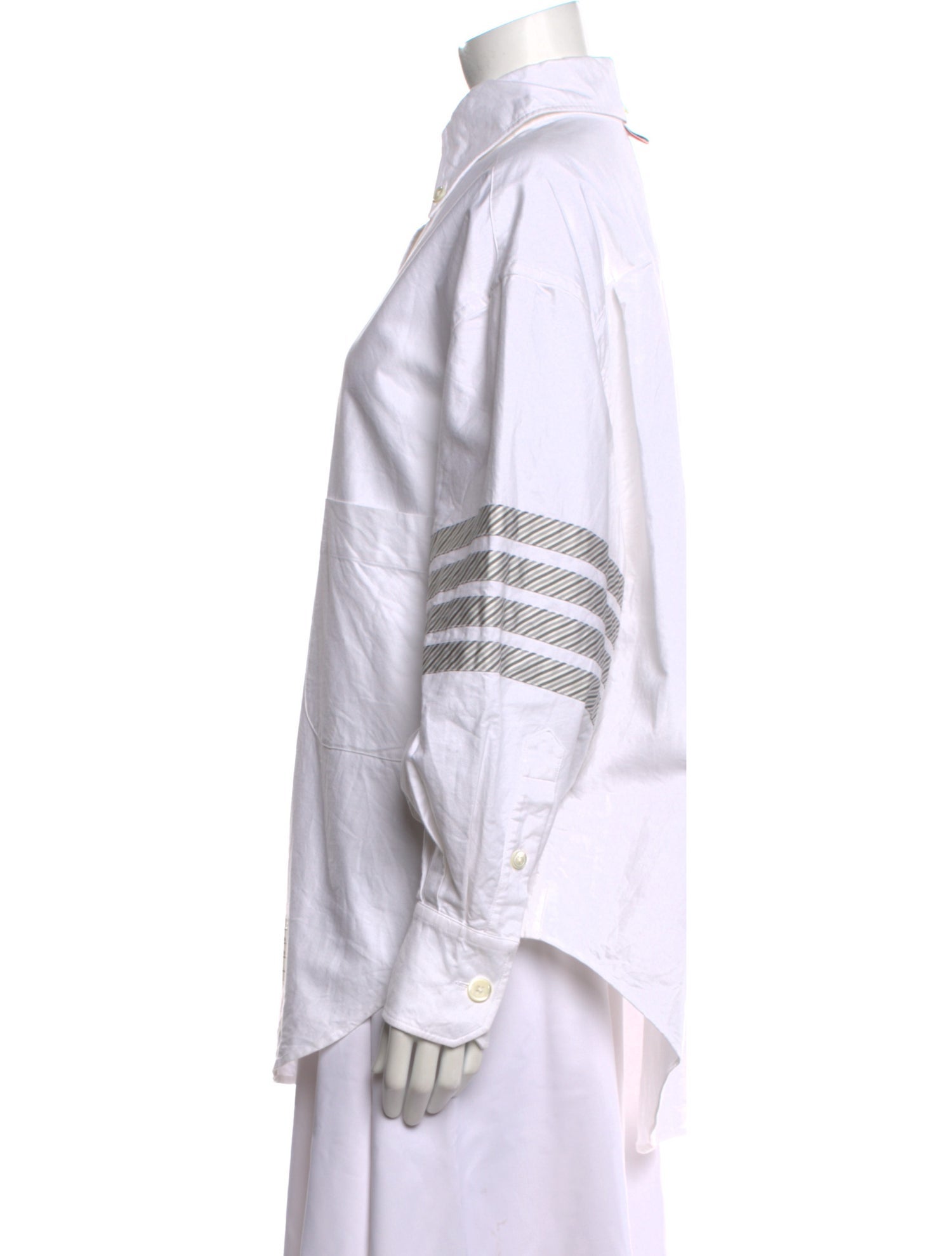 Thom Browne 4-Bar Long Sleeve Button-Up Top