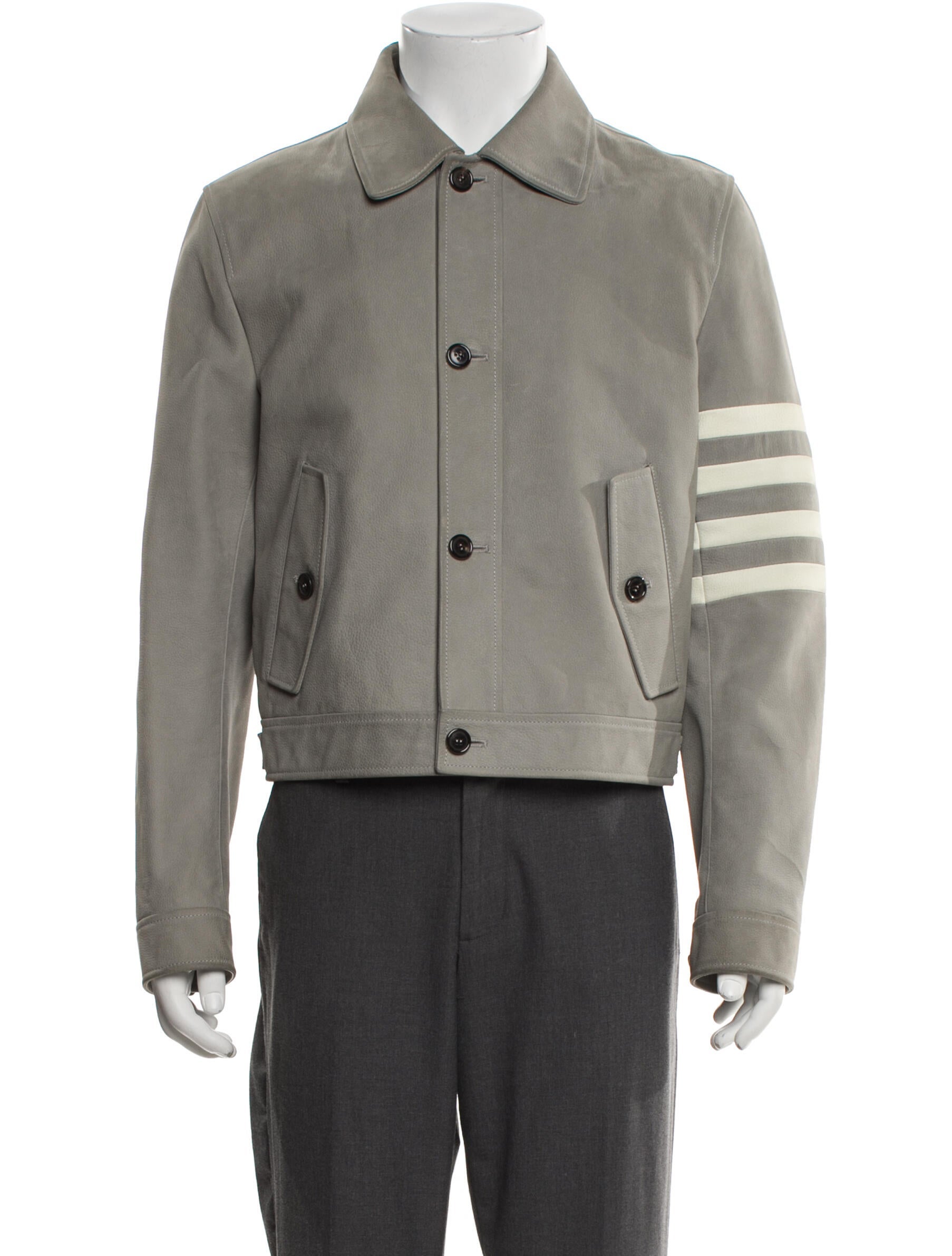 Thom Browne 4-Bar Leather Utility Jacket