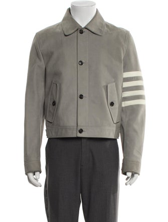 Thom Browne 4-Bar Leather Utility Jacket