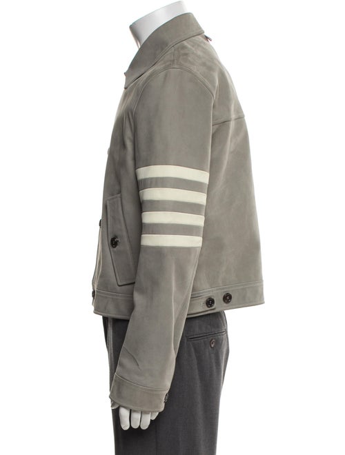 Thom Browne 4-Bar Leather Utility Jacket
