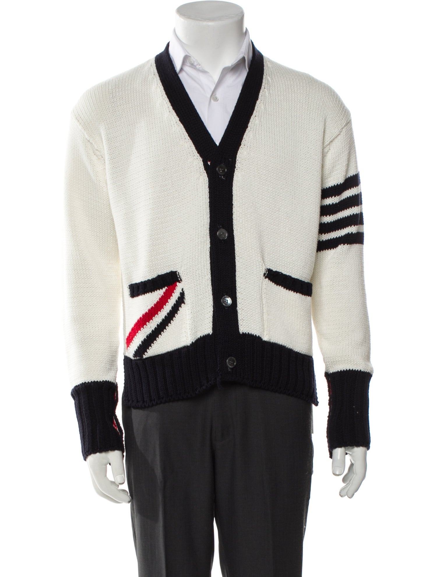 Thom Browne 4-Bar Striped Cardigan
