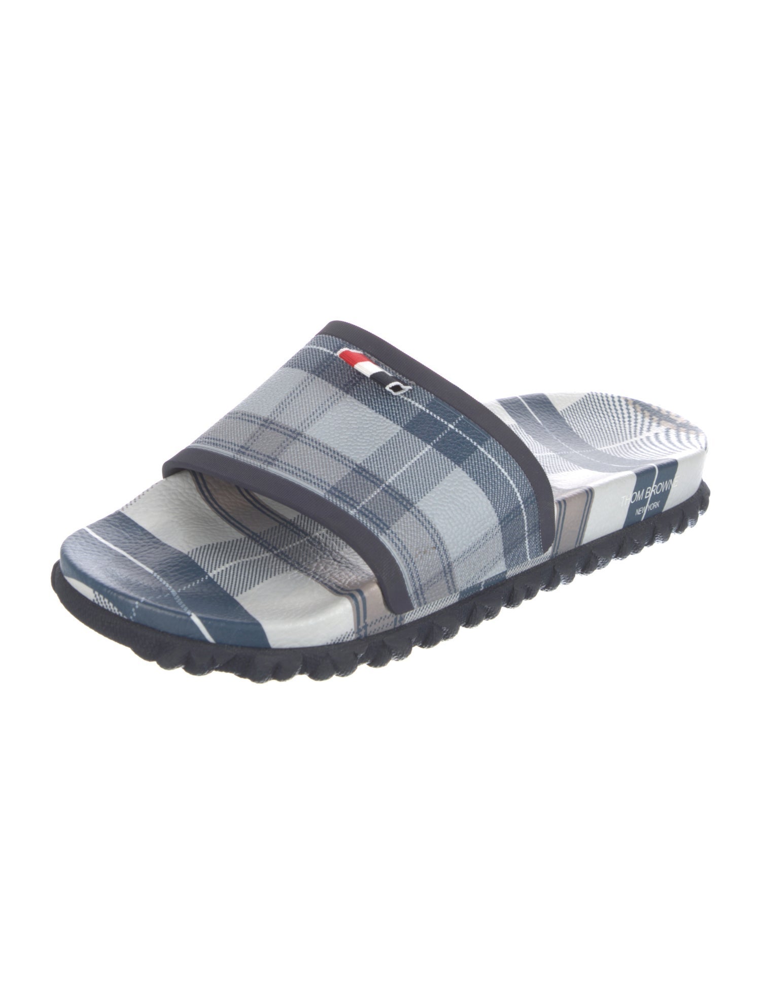 Thom Browne Rubber Plaid Print Slides