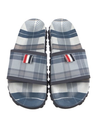 Thom Browne Rubber Plaid Print Slides