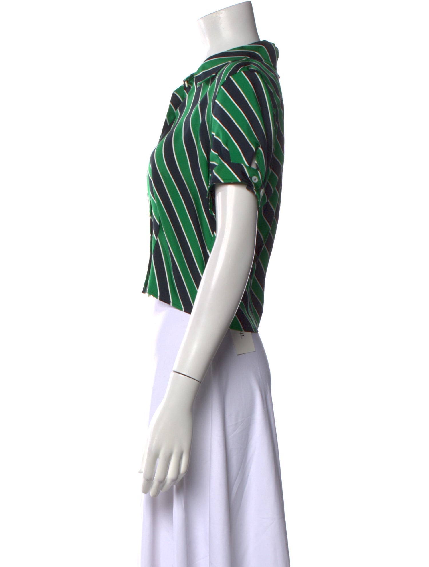 Thom Browne Stripe Short Sleeve Silk Crop Top