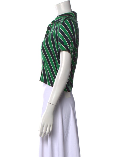 Thom Browne Stripe Short Sleeve Silk Crop Top