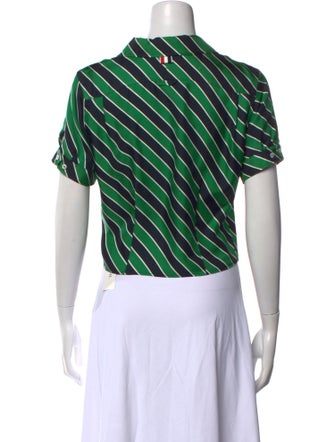 Thom Browne Stripe Short Sleeve Silk Crop Top