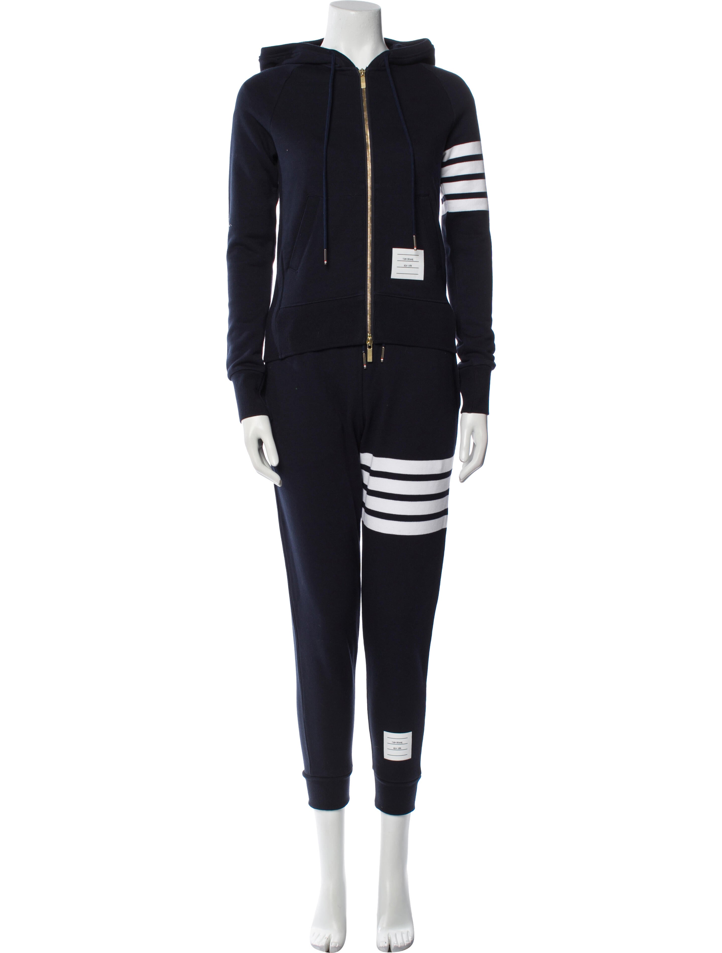 Thom Browne 4-Bar Two-Piece Hoodie and Sweatpant Striped Lounge Set