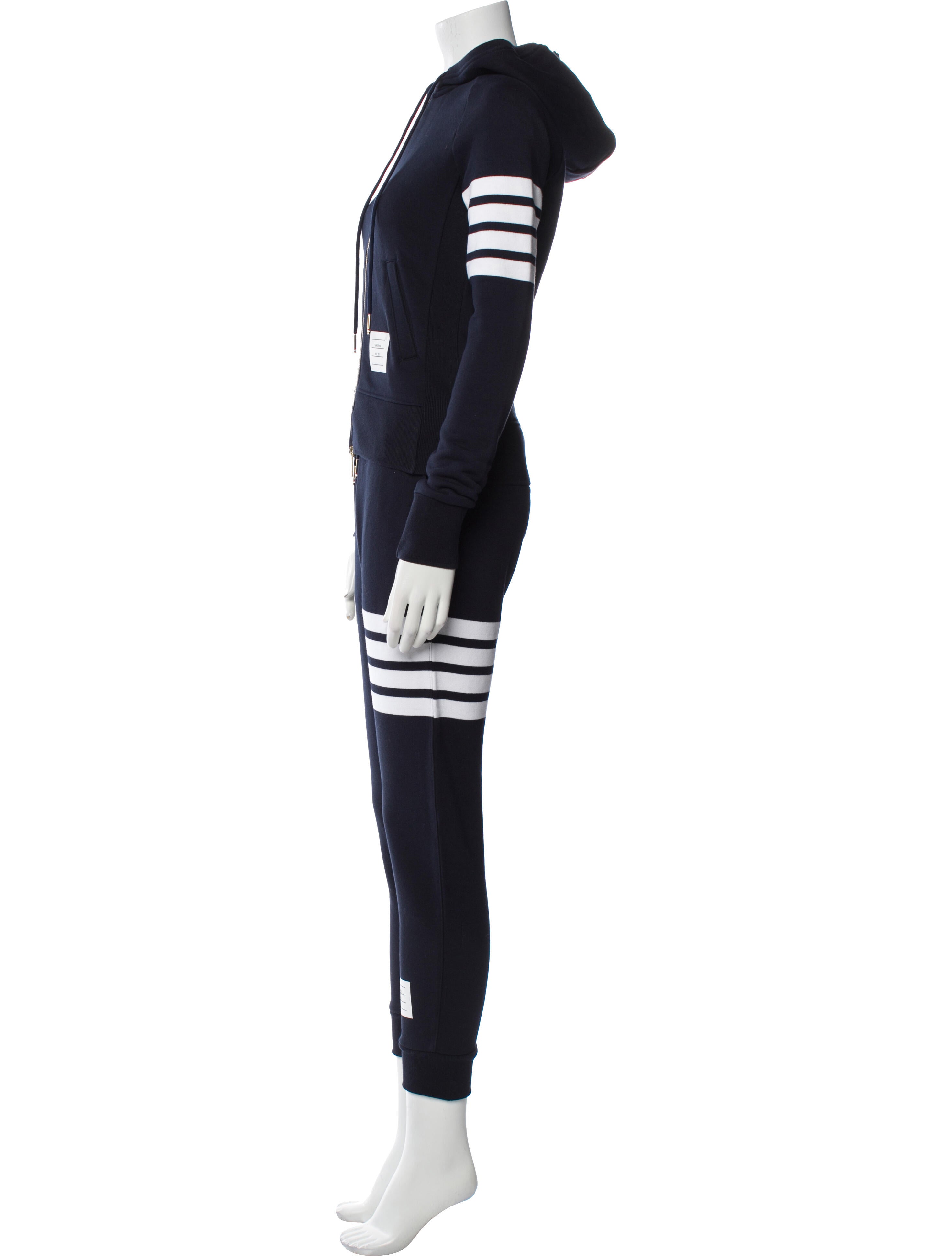 Thom Browne 4-Bar Two-Piece Hoodie and Sweatpant Striped Lounge Set