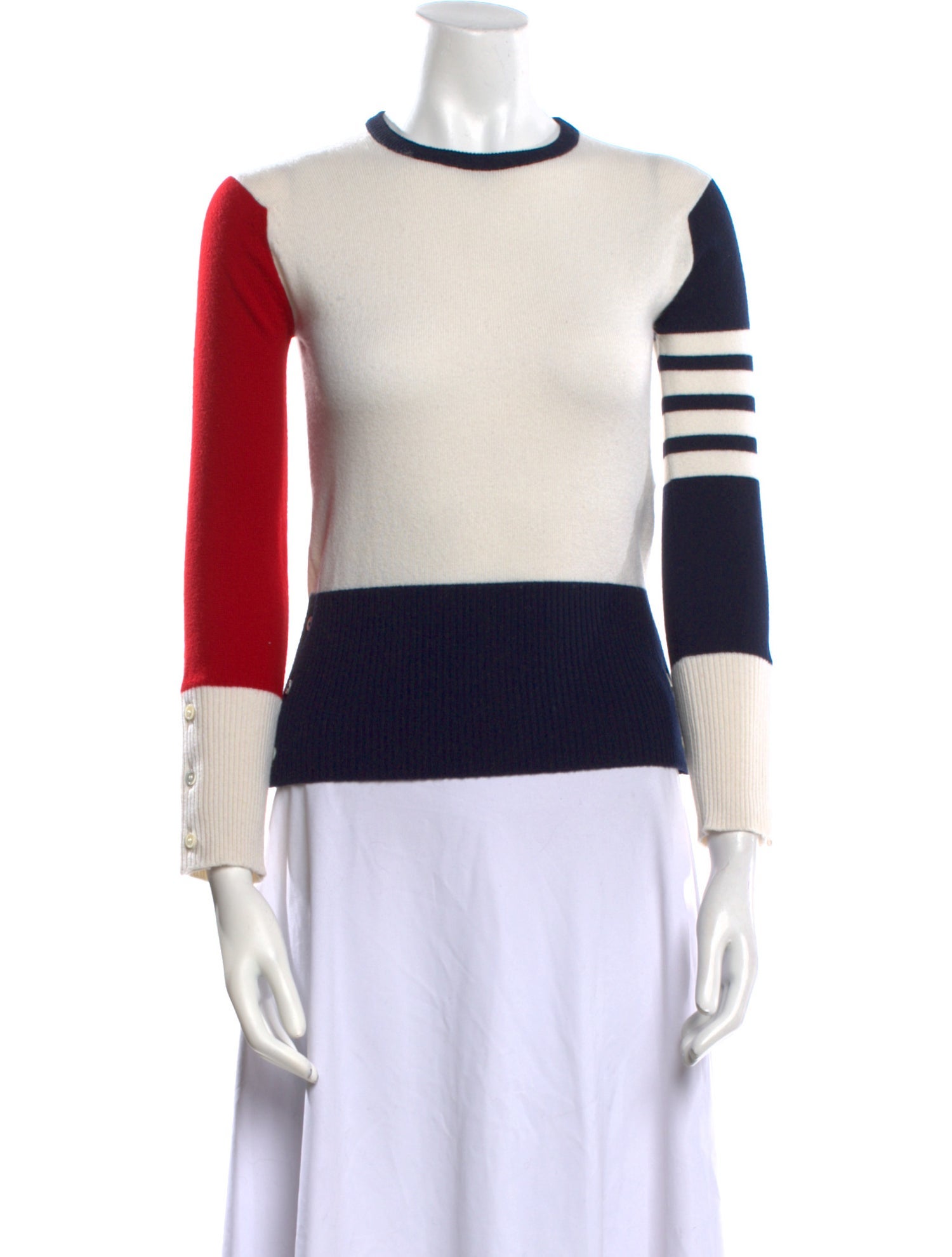 Thom Browne Cashmere Colorblock Pattern Sweater