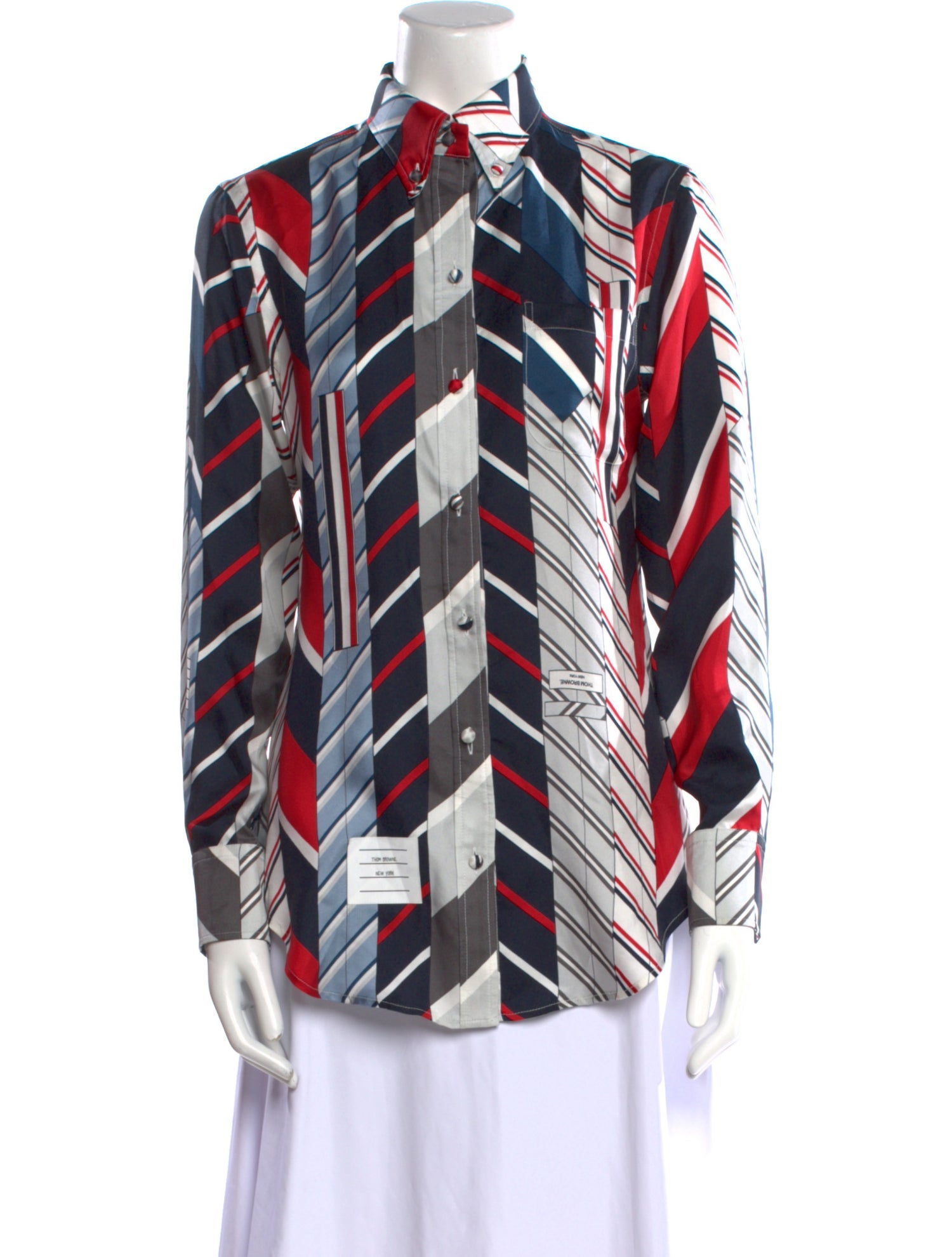 Thom Browne Vintage Silk Button-Up Top