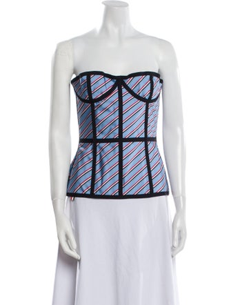 Thom Browne Seamed Corset Silk Top