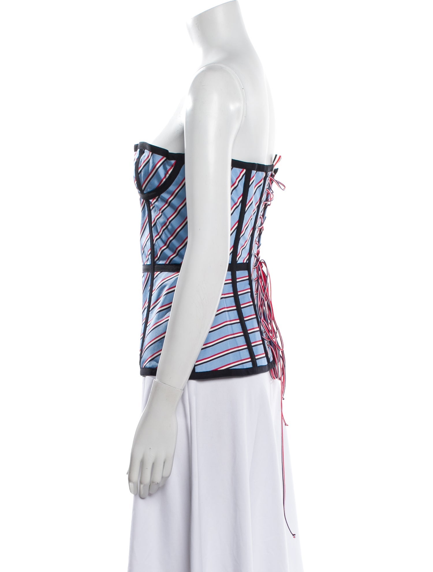 Thom Browne Seamed Corset Silk Top