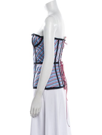 Thom Browne Seamed Corset Silk Top