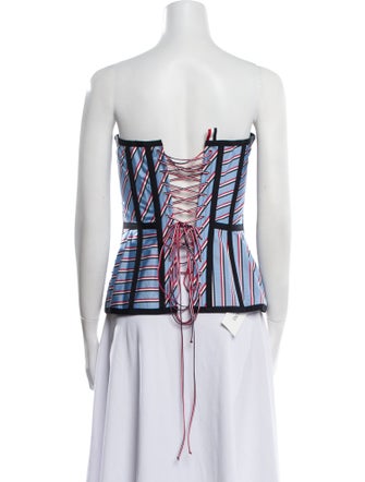 Thom Browne Seamed Corset Silk Top