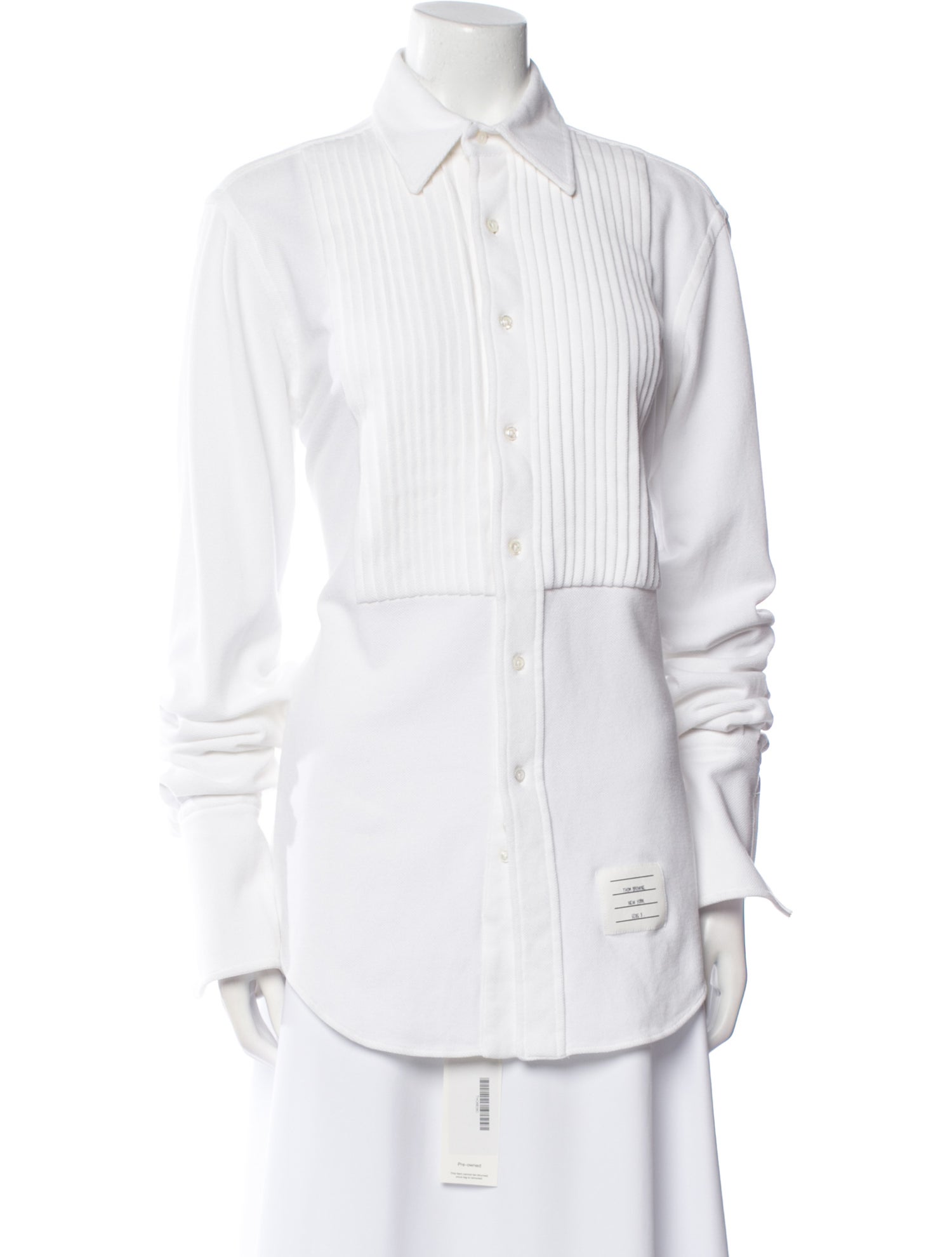 Thom Browne Striped Long Sleeve Button-Up Top