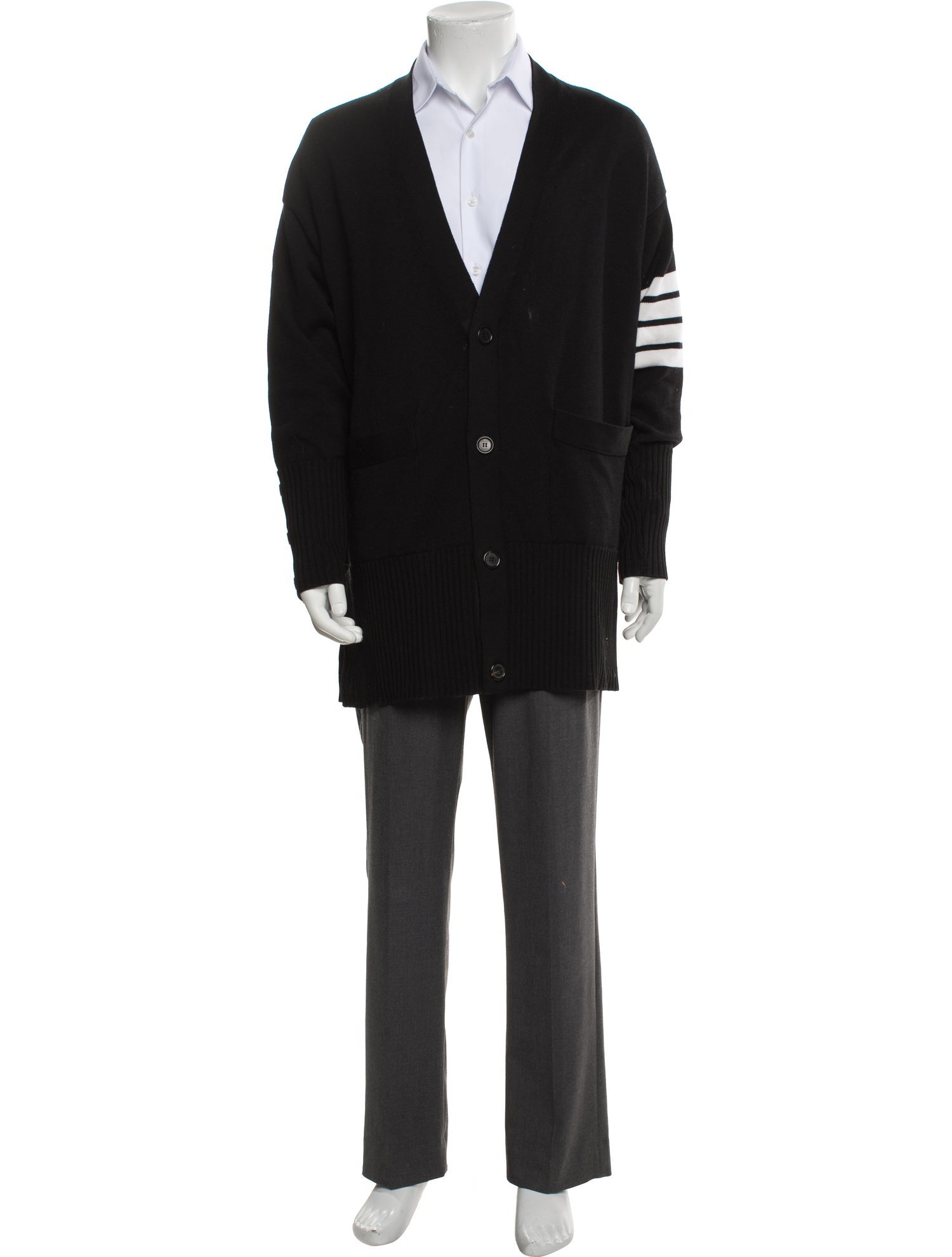 Thom Browne Elongated 4-Bar Merino Wool Cardigan