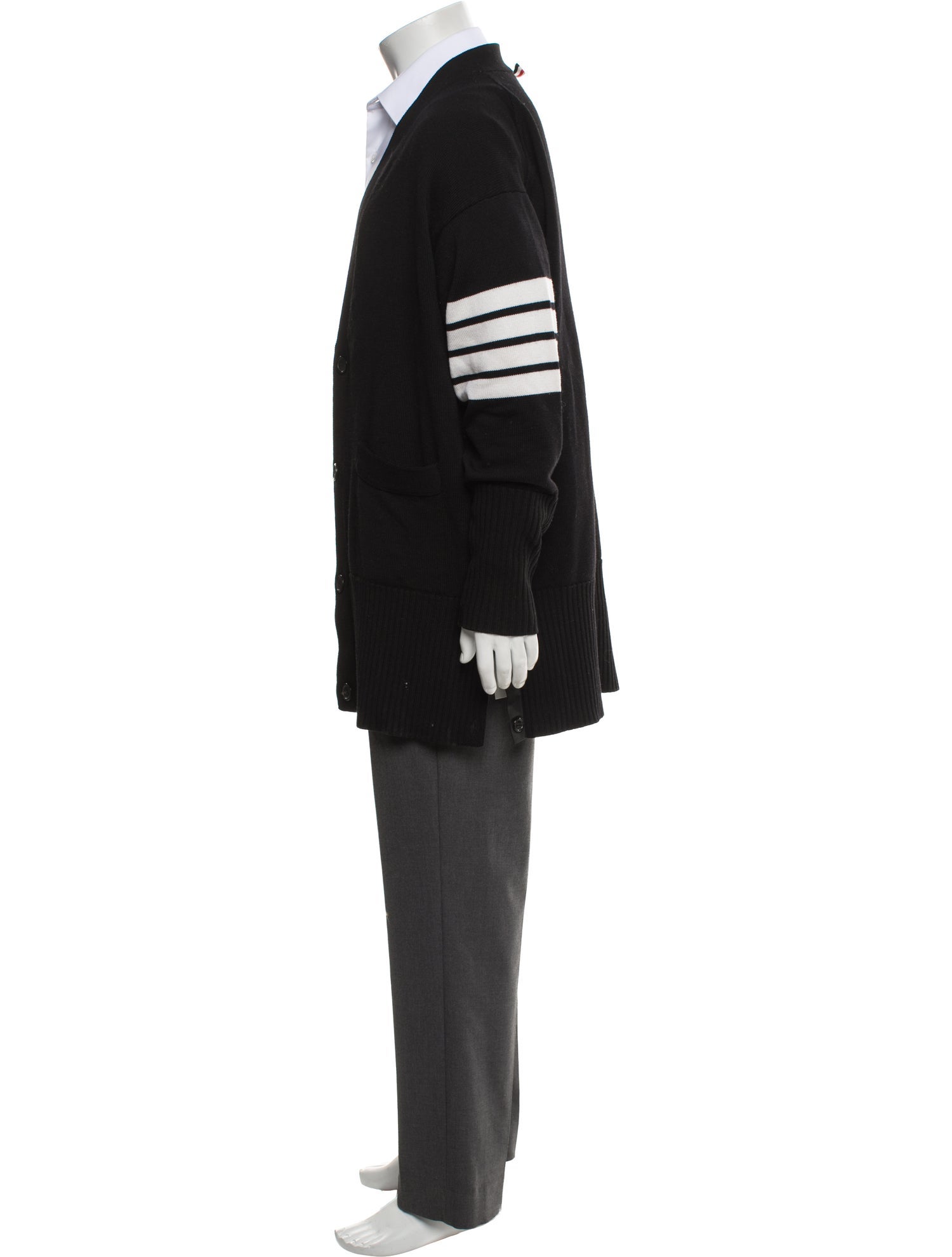 Thom Browne Elongated 4-Bar Merino Wool Cardigan