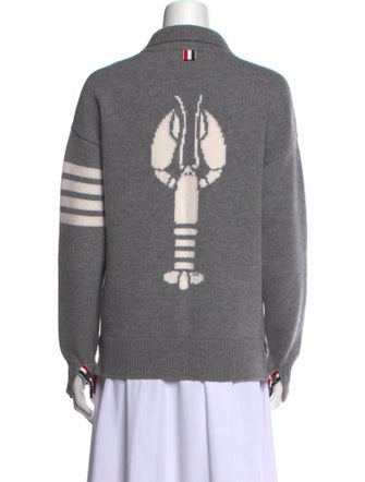Thom Browne Lobster Intarsia 4-Bar Virgin Wool Sweater
