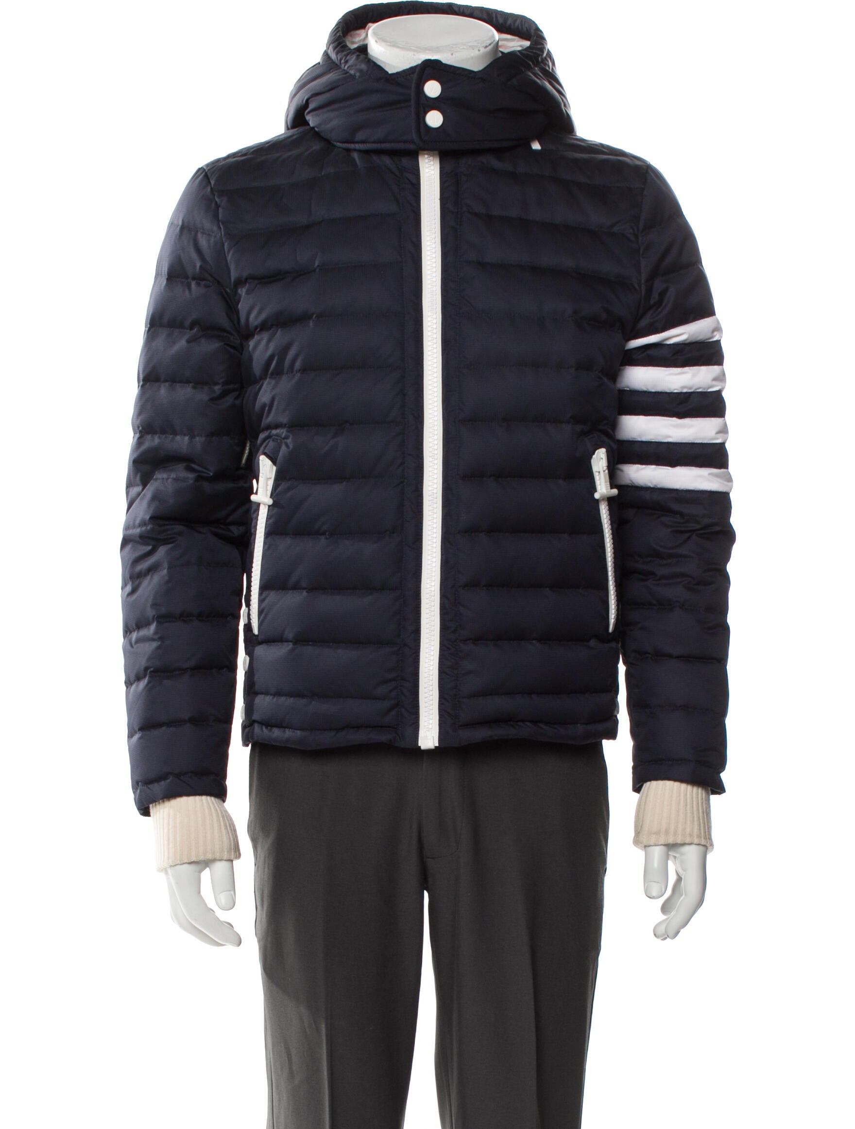 Thom Browne 4-Bar Striped Puffer Coat